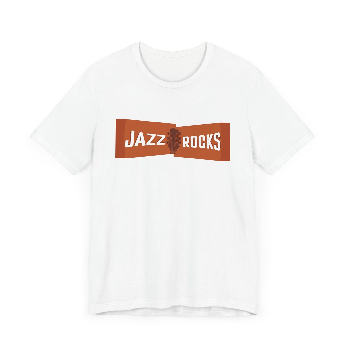 Jazz Rocks Unisex Tee - 3 Tone Orange Guitar Headstock Design