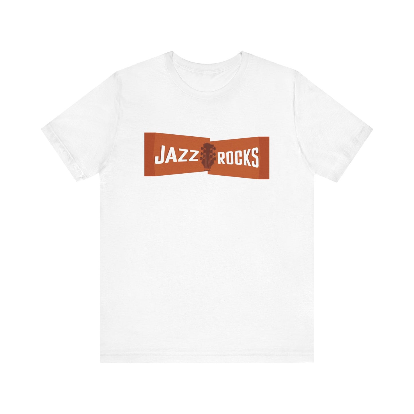 Jazz Rocks Unisex Tee - 3 Tone Orange Guitar Headstock Design